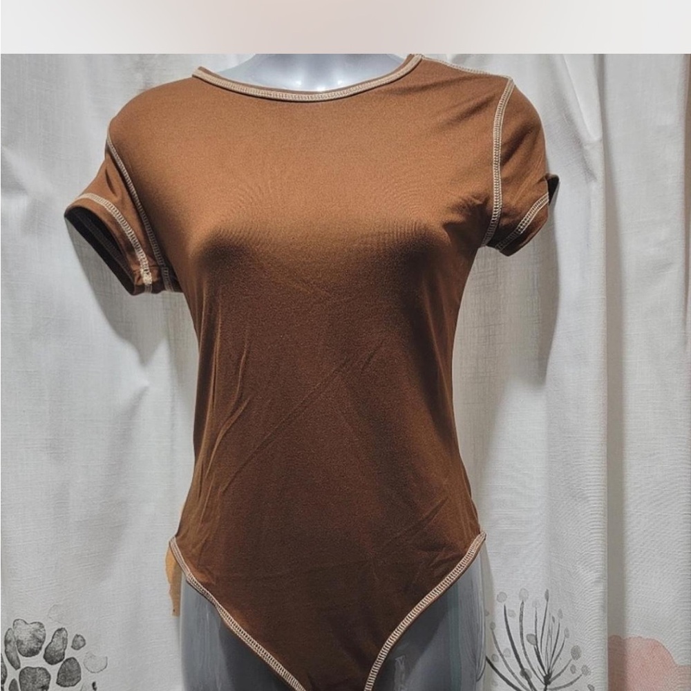 Brown Cap sleeve bodysuit